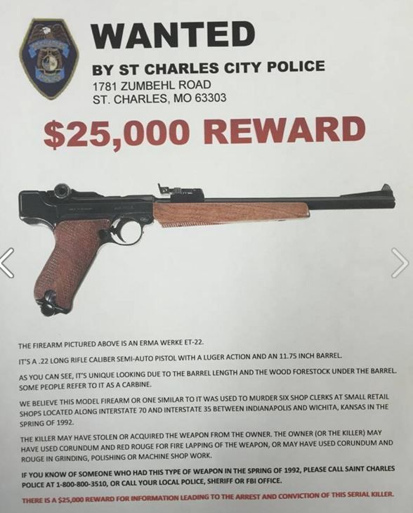 Wanted poster seeking information on owner of gun